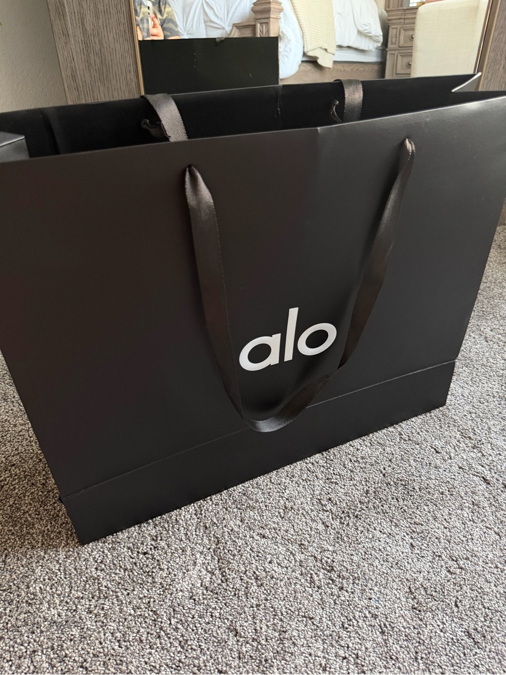 Empty Large ALO Black Logo Shopping Bag